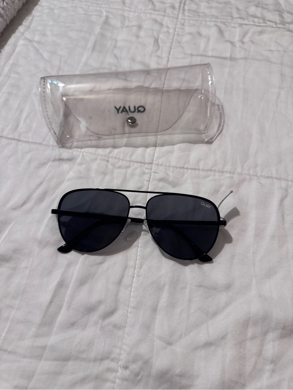 Quay Australia Men’s Black Aviator Sunglasses with Dark Lenses